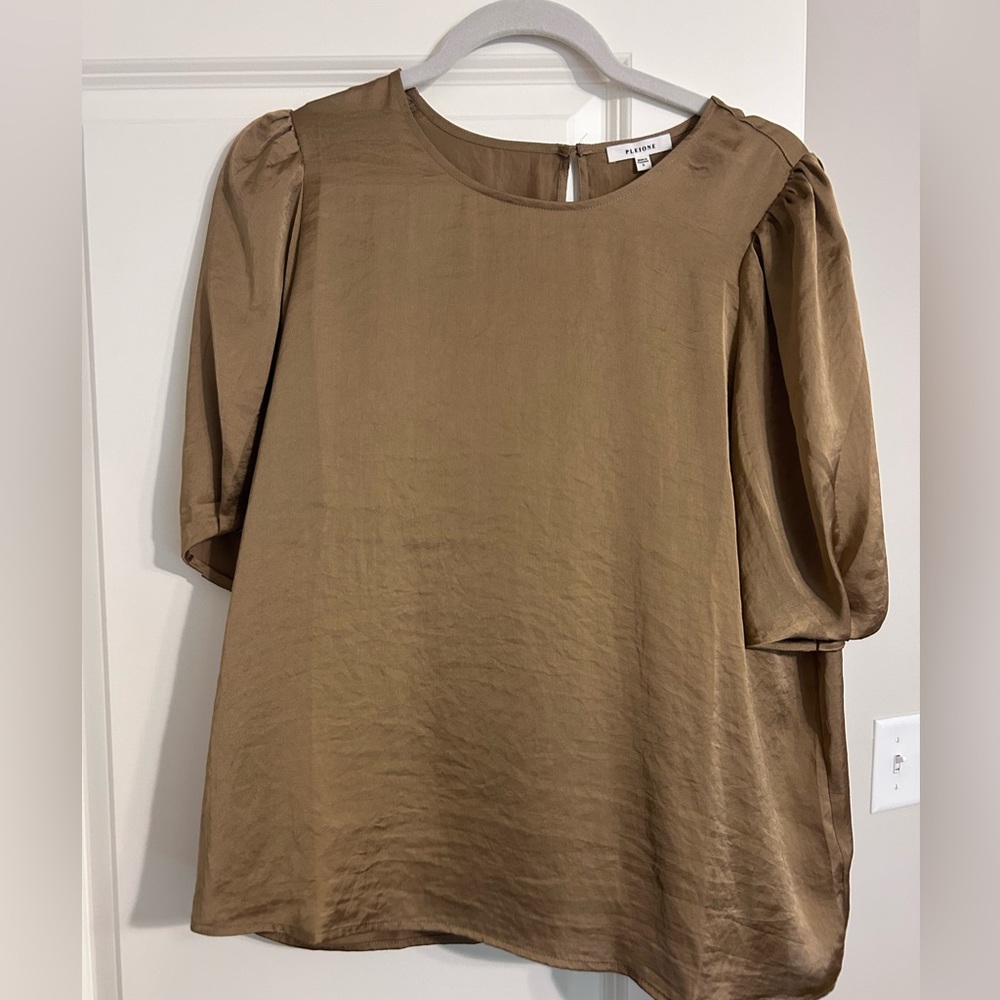 PLEIONE brown silk blouse large